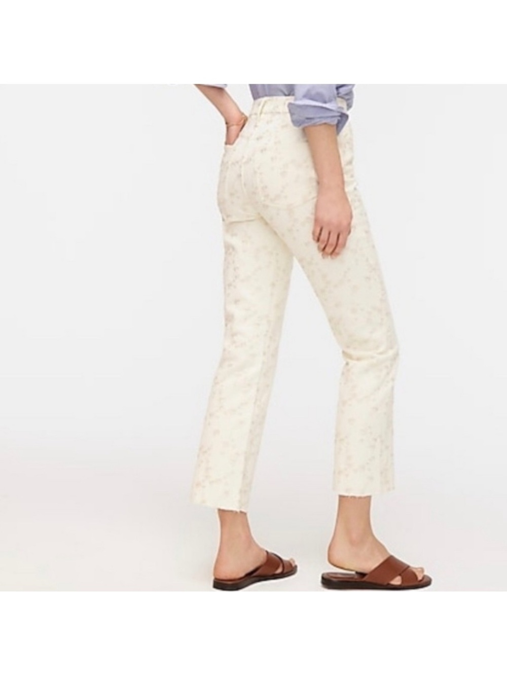J. Crew Cream Floral Ankle Jeans